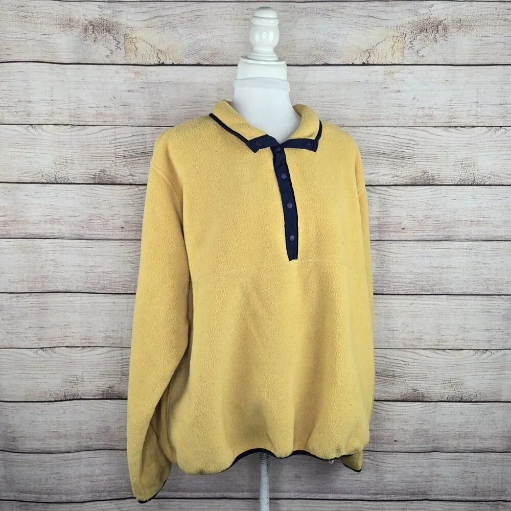 Vintage Men's L.L. Bean Regular Trail Model Fleece Snap Pullover XL 90s Yellow - Picture 6 of 8